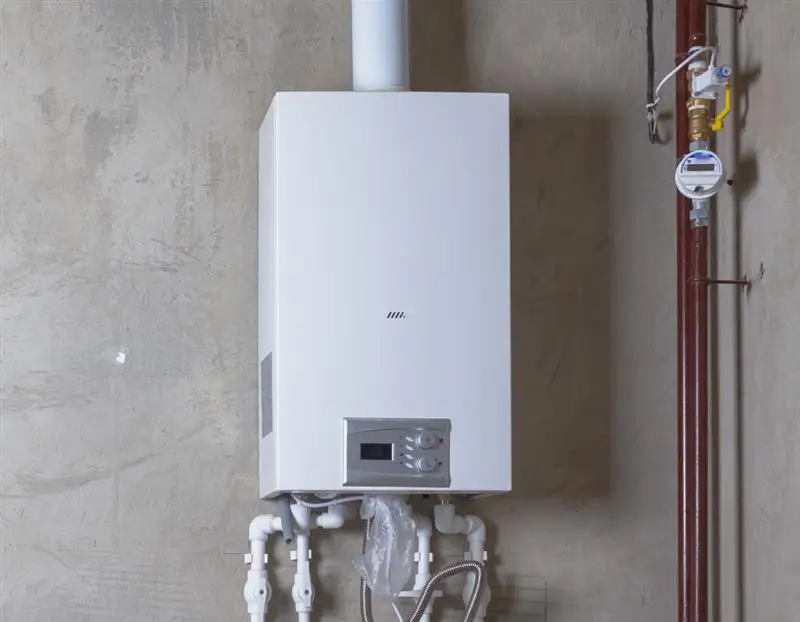 Wall mounted modern water heater.