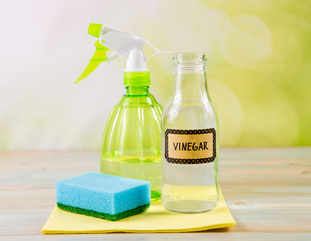 A bottle of vinegar displayed.